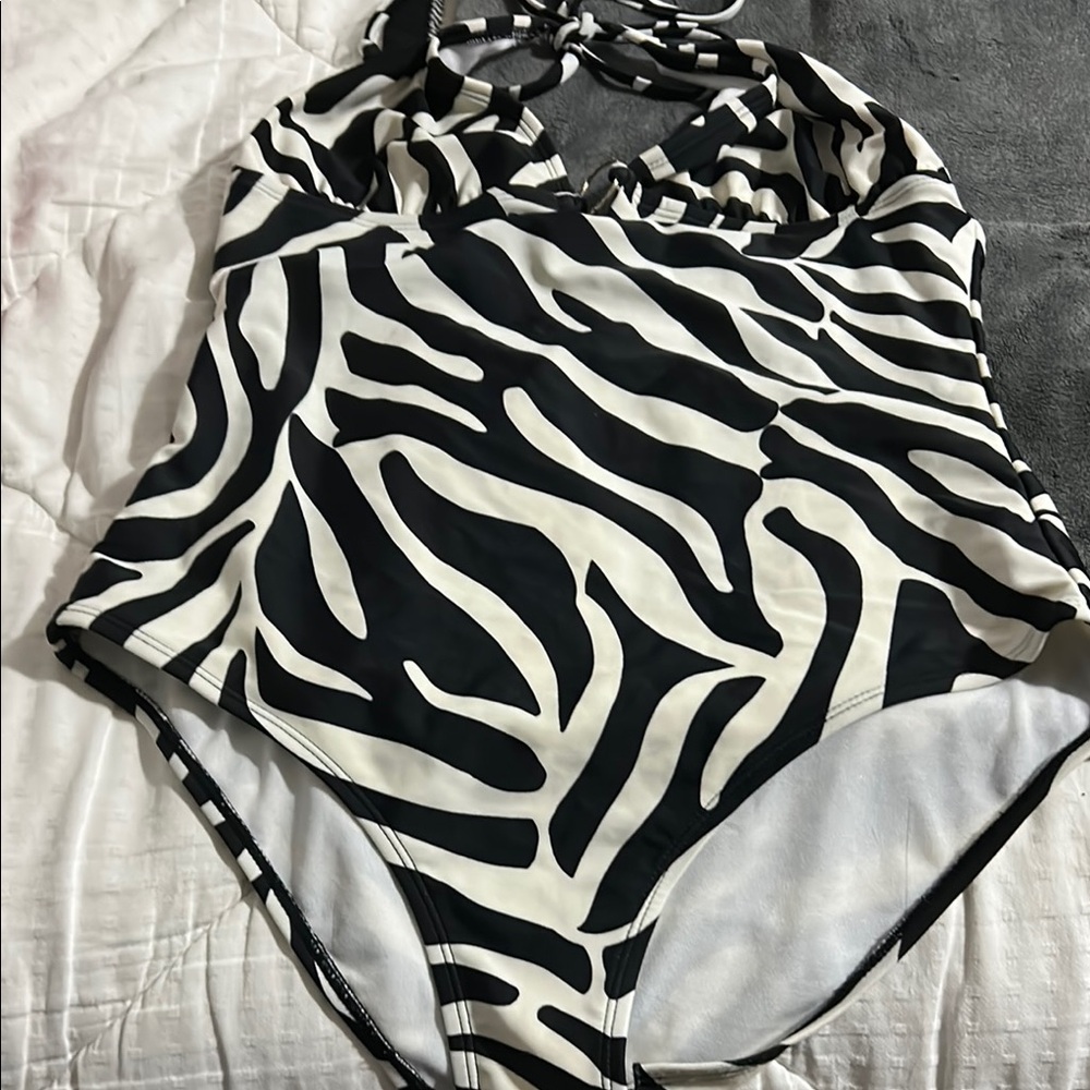 Old Navy Black and White Zebra Print Bodysuit